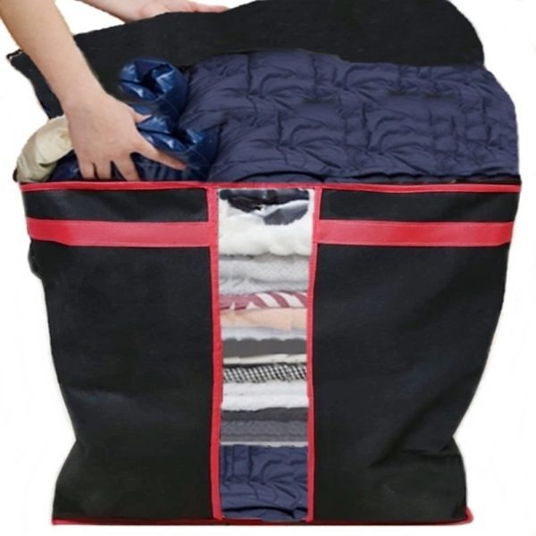 Black Foldable Storage Bag – Cloth Blanket Organizer for Wardrobe