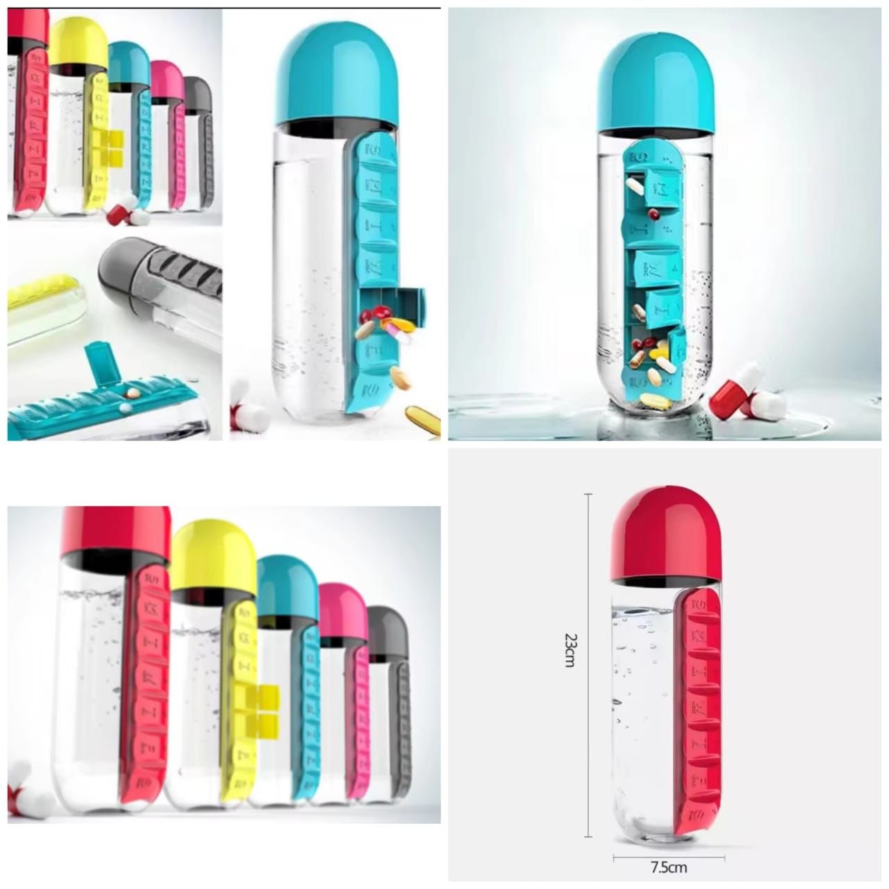 2-in-1 Pill Organizer Water Bottle