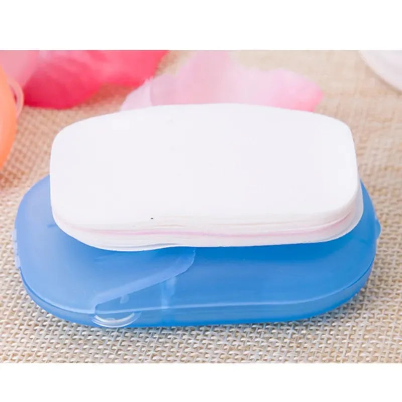 Pack of 10 Travel Soap Outdoor Portable Mini Paper Soap Paper Washing Hand Bath (Random Color)
