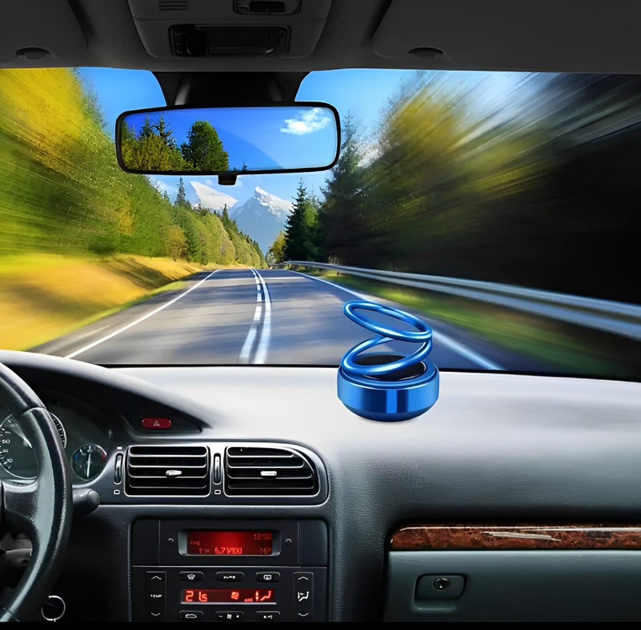 Car Solar Mounted Suspended Double Ring Ornaments, Aromatherapy Perfume, High-End Elegance, Car Interior Accessories (Random Color) - Black