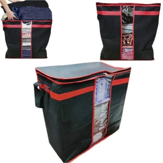 Black Foldable Storage Bag – Cloth Blanket Organizer for Wardrobe