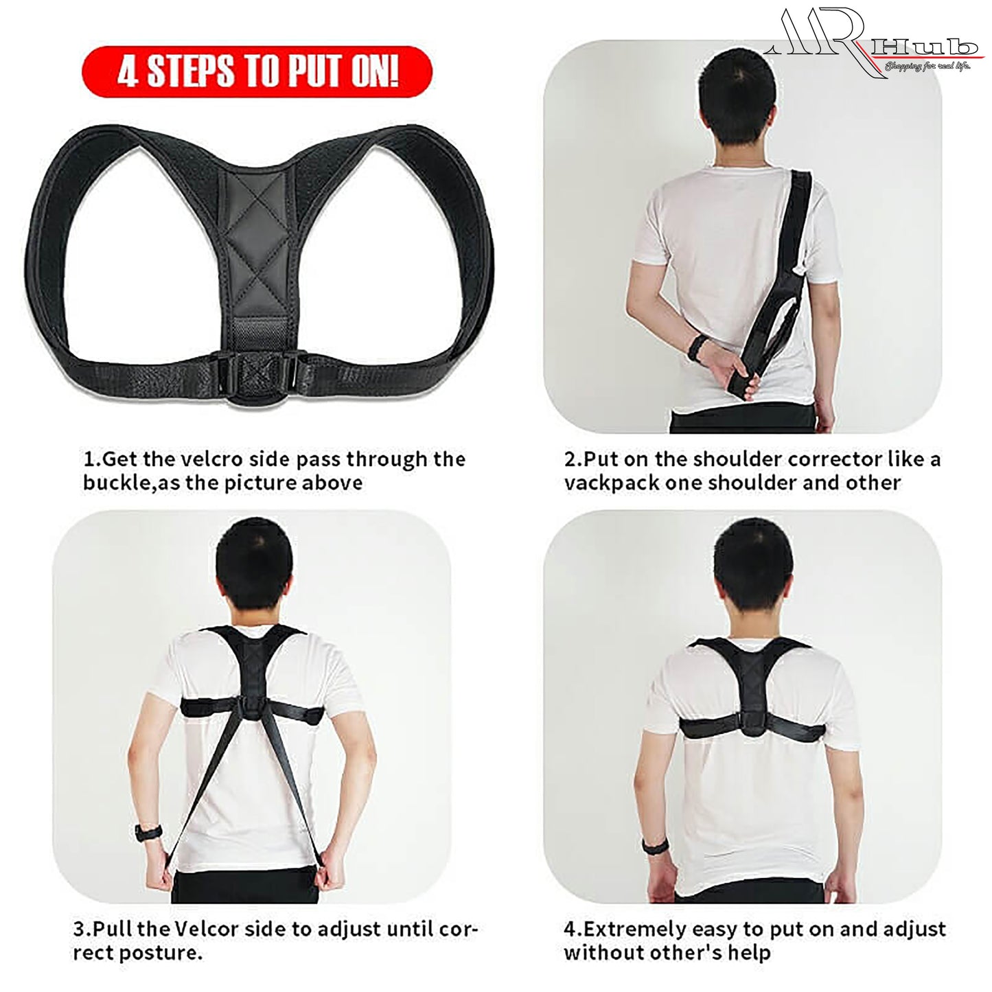 Adjustable Back Posture Corrector Brace for Men & Women – Large Size Support