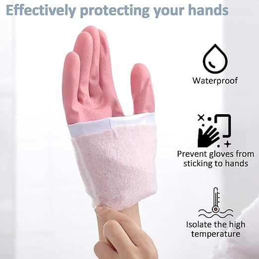 Extra Long Waterproof Dishwashing Gloves – Warm Fleece Lined, Anti-Slip Rubber Cleaning Gloves
