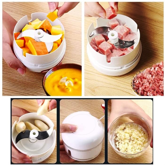 Hand-Powered Mini Food Chopper – Grinder, Mixer, Blender for Meat, Fruits, Nuts