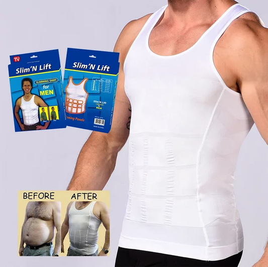 Slim N Fit Body Shaper Vest Shirt - Tank Top Sleeveless Shapewear For Men (White)