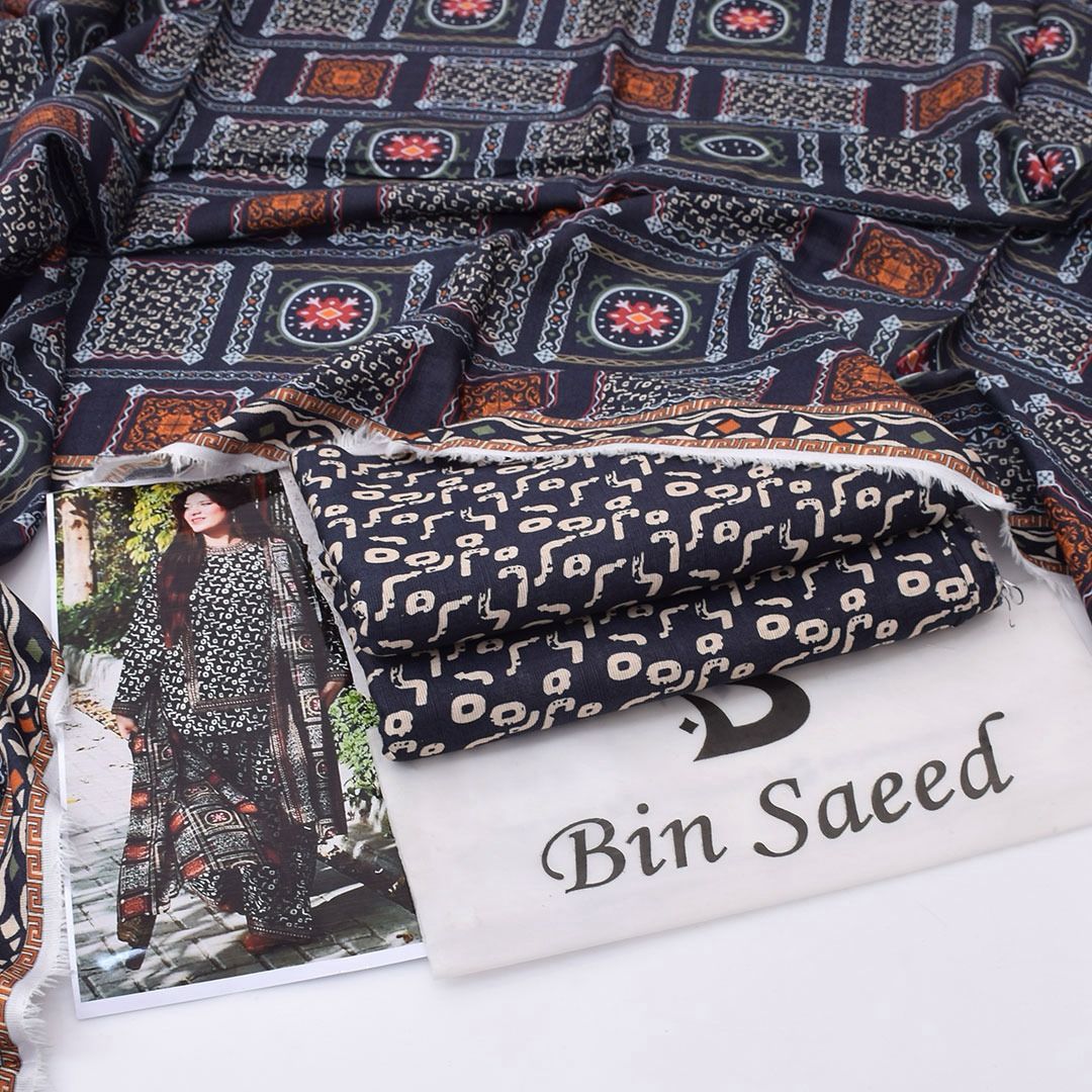 “Bin Saeed Khaddar 3-Piece Suit for Men – Traditional Pakistani/Ethnic Wear”