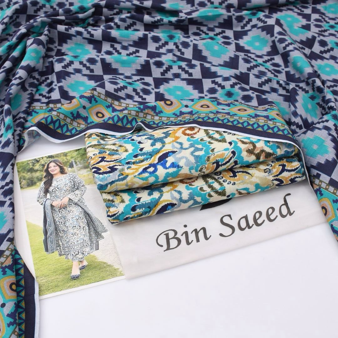 “Bin Saeed Khaddar 3-Piece Suit for Men – Traditional Pakistani/Ethnic Wear”