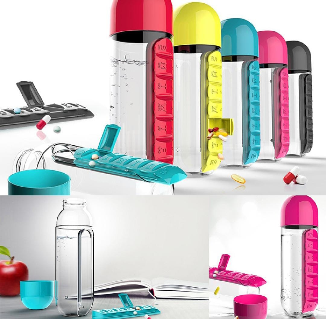 2-in-1 Pill Organizer Water Bottle
