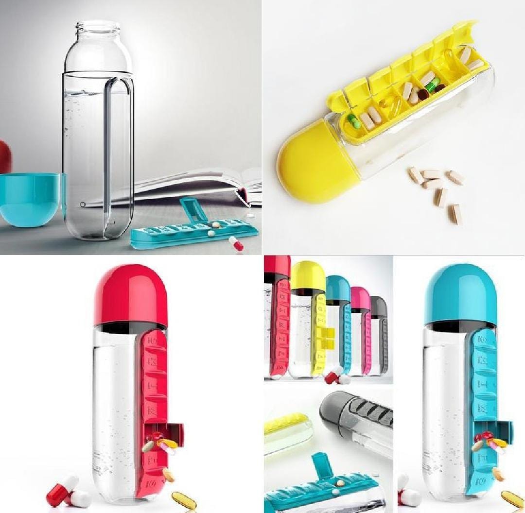 2-in-1 Pill Organizer Water Bottle