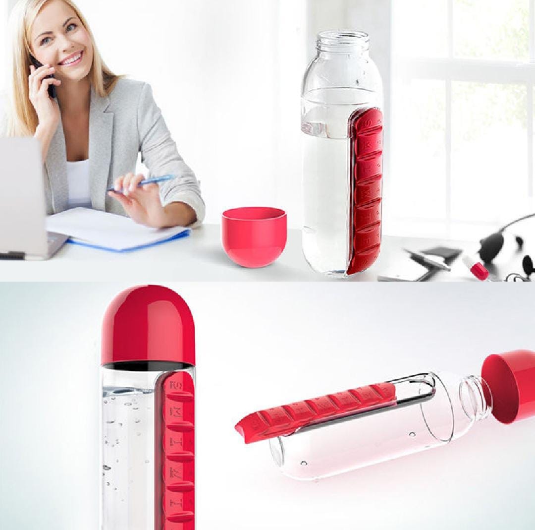 2-in-1 Pill Organizer Water Bottle