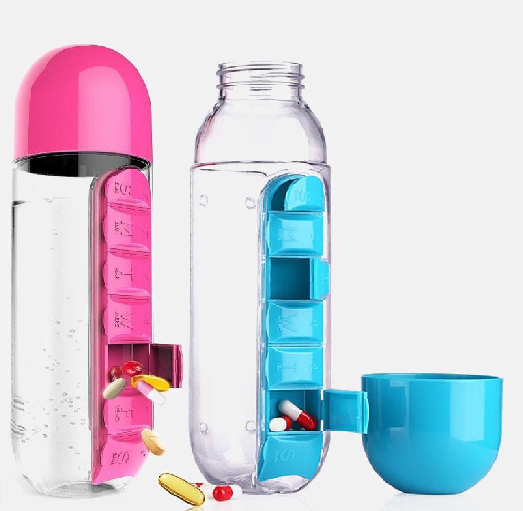 2-in-1 Pill Organizer Water Bottle