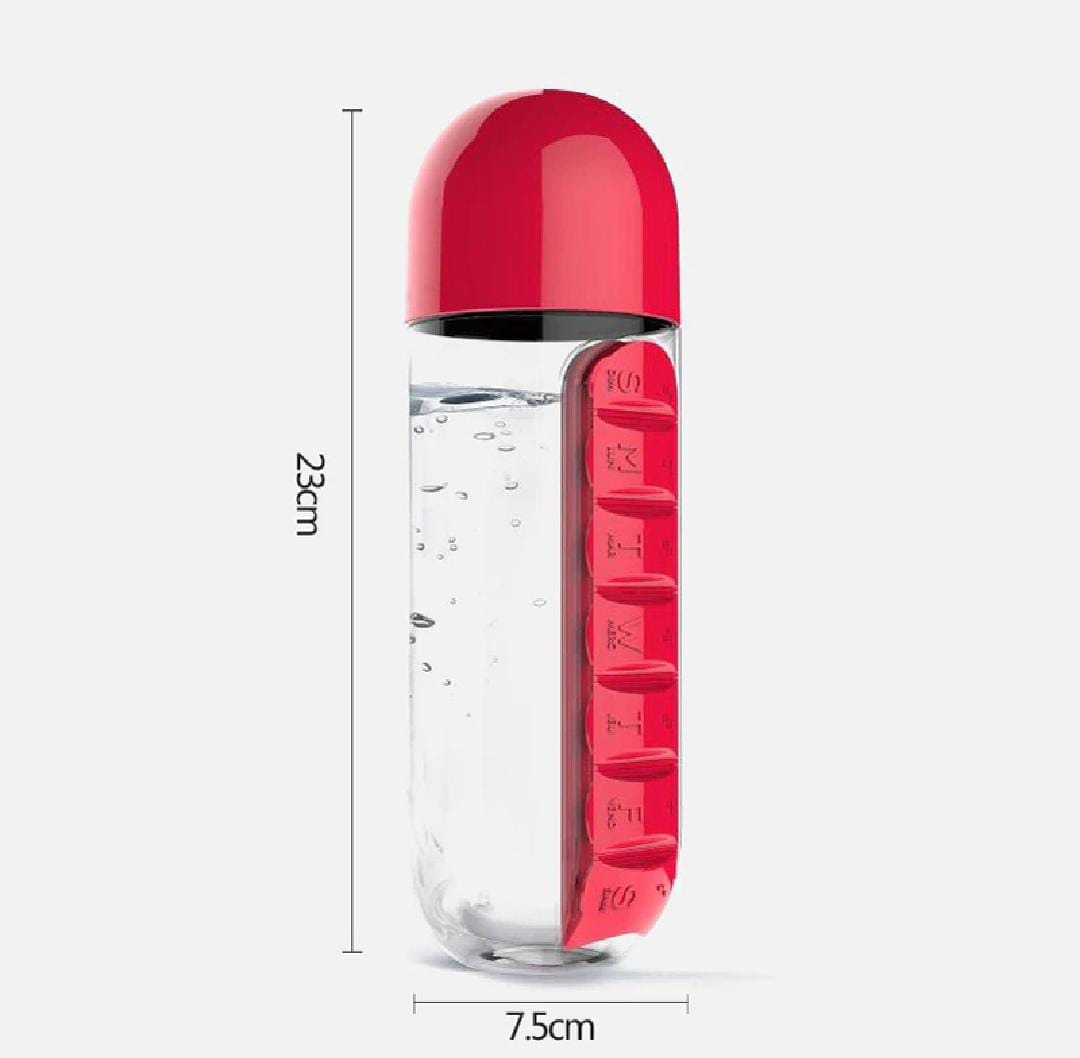 2-in-1 Pill Organizer Water Bottle